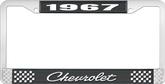 1967 Chevrolet Style #4 Black and Chrome License Plate Frame with White Lettering