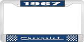 1967 Chevrolet Style #5 Blue and Chrome License Plate Frame with White Lettering