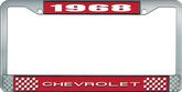 1968 Chevrolet Style #1 Red and Chrome License Plate Frame with White Lettering