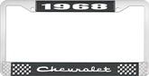1968 Chevrolet Style #2 Black and Chrome License Plate Frame with White Lettering