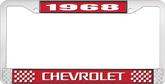 1968 Chevrolet Style # 3 Red and Chrome License Plate Frame with White Lettering