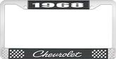 1968 Chevrolet Style # 4 Black and Chrome License Plate Frame with White Lettering
