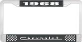 1968 Chevrolet Style # 5 Black and Chrome License Plate Frame with White Lettering