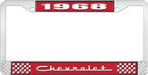 1968 Chevrolet Style # 5 Red and Chrome License Plate Frame with White Lettering