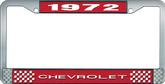 1972 Chevrolet Style # 1 Red and Chrome License Plate Frame with White Lettering