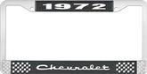 1972 Chevrolet Style # 2 Black and Chrome License Plate Frame with White Lettering