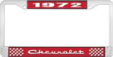 1972 Chevrolet Style # 2 Red and Chrome License Plate Frame with White Lettering