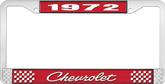1972 Chevrolet Style # 4 Red and Chrome License Plate Frame with White Lettering