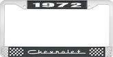 1972 Chevrolet Style # 5 Black and Chrome License Plate Frame with White Lettering