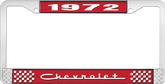 1972 Chevrolet Style # 5 Red and Chrome License Plate Frame with White Lettering