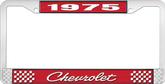 1975 Chevrolet Style # 4 Red and Chrome License Plate Frame with White Lettering