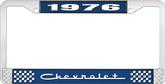 1976 Chevrolet Style # 5 Blue and Chrome License Plate Frame with White Lettering