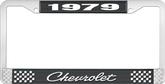 1979 Chevrolet Style # 4 Black and Chrome License Plate Frame with White Lettering