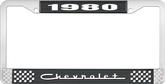 1980 Chevrolet Black And Chrome License Plate Frame With White Lettering