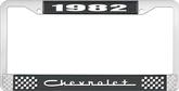 1982 Chevrolet Style # 5 Black and Chrome License Plate Frame with White Lettering