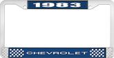 1983 Chevrolet Style # 1 Blue and Chrome License Plate Frame with White Lettering