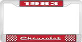 1983 Chevrolet Style # 2 Red and Chrome License Plate Frame with White Lettering