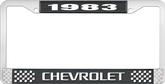 1983 Chevrolet Style # 3 Black and Chrome License Plate Frame with White Lettering