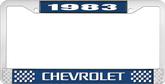 1983 Chevrolet Style # 3 Blue and Chrome License Plate Frame with White Lettering