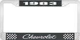 1983 Chevrolet Style # 4 Black and Chrome License Plate Frame with White Lettering