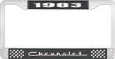 1983 Chevrolet Style # 5 Black and Chrome License Plate Frame with White Lettering