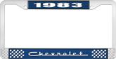 1983 Chevrolet Style # 5 Blue and Chrome License Plate Frame with White Lettering