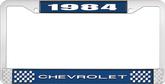 1984 Chevrolet Style # 1 Blue and Chrome License Plate Frame with White Lettering