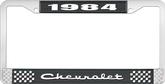 1984 Chevrolet Style # 2 Black and Chrome License Plate Frame with White Lettering