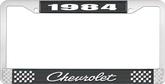 1984 Chevrolet Style # 4 Black and Chrome License Plate Frame with White Lettering