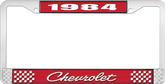 1984 Chevrolet Style # 4 Red and Chrome License Plate Frame with White Lettering