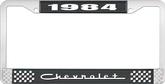 1984 Chevrolet Style # 5 Black and Chrome License Plate Frame with White Lettering