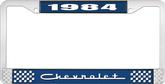 1984 Chevrolet Style # 5 Blue and Chrome License Plate Frame with White Lettering