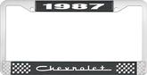 1987 Chevrolet Style # 5 Black and Chrome License Plate Frame with White Lettering