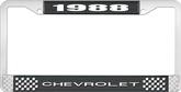 1988 Chevrolet Style # 1 Black and Chrome License Plate Frame with White Lettering