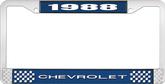 1988 Chevrolet Style # 1 Blue and Chrome License Plate Frame with White Lettering