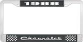 1988 Chevrolet Style # 2 Black and Chrome License Plate Frame with White Lettering