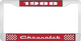 1988 Chevrolet Style # 2 Red and Chrome License Plate Frame with White Lettering