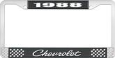 1988 Chevrolet Style # 4 Black and Chrome License Plate Frame with White Lettering