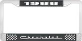 1988 Chevrolet Style # 5 Black and Chrome License Plate Frame with White Lettering