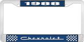 1988 Chevrolet Style # 5 Blue and Chrome License Plate Frame with White Lettering