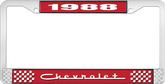 1988 Chevrolet Style # 5 Red and Chrome License Plate Frame with White Lettering