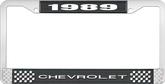 1989 Chevrolet Style # 1 Black and Chrome License Plate Frame with White Lettering