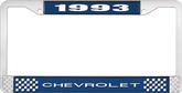 1993 Chevrolet Style # 1 Blue and Chrome License Plate Frame with White Lettering