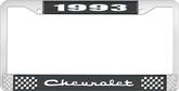 1993 Chevrolet Style # 2 Black and Chrome License Plate Frame with White Lettering