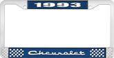 1993 Chevrolet Style # 2 Blue and Chrome License Plate Frame with White Lettering