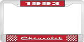 1993 Chevrolet Style # 2 Red and Chrome License Plate Frame with White Lettering