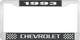 1993 Chevrolet Style # 3 Black and Chrome License Plate Frame with White Lettering