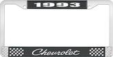 1993 Chevrolet Style # 4 Black and Chrome License Plate Frame with White Lettering