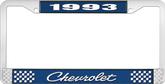 1993 Chevrolet Style # 4 Blue and Chrome License Plate Frame with White Lettering