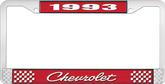 1993 Chevrolet Style # Red and Chrome License Plate Frame with White Lettering